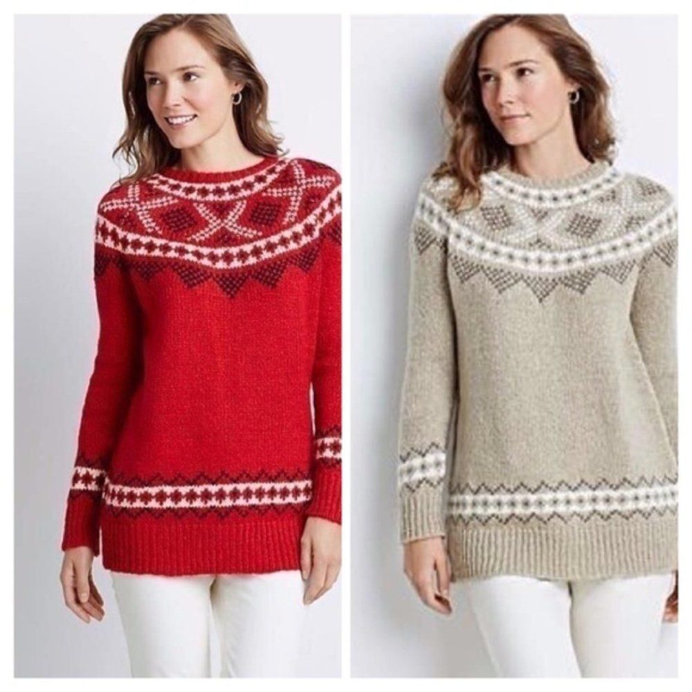 J Jill Fair Isle Sweater Red Size Medium New w Tags